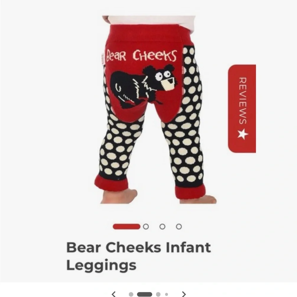 Lazy One Black and White Polka Dot Bear Cheeks Leggings NWT 12/18‎ mo